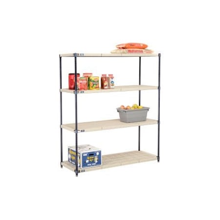 Global Equipment Nexel , Nexelite reg , 4 Tier, Vented Plastic Mat Shelving Unit, 54"W x 24"D x 63"H PM24546N